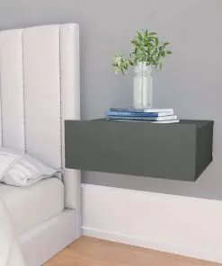 vidaXL Floating Nightstand Grey 40x30x15 cm Chipboard