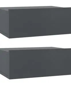 vidaXL Floating Nightstands 2 pcs Grey 40x30x15 cm Chipboard