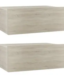 vidaXL Floating Nightstands 2 pcs Sonoma Oak 40x30x15 cm Chipboard