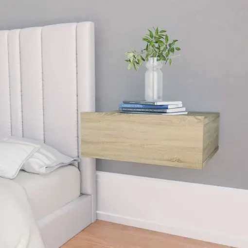 vidaXL Floating Nightstands 2 pcs Sonoma Oak 40x30x15 cm Chipboard