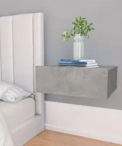 vidaXL Floating Nightstands 2 pcs Concrete Grey 40x30x15 cm Chipboard