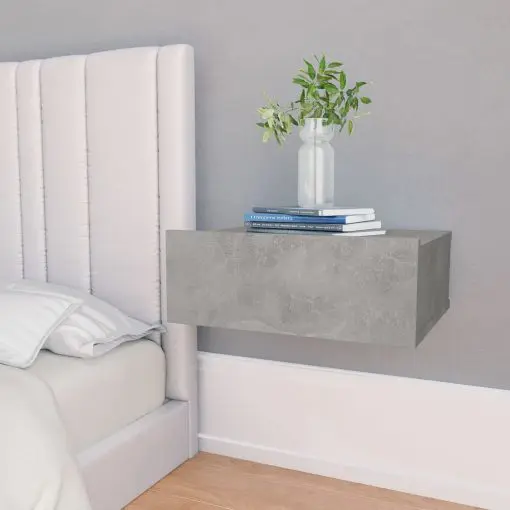 vidaXL Floating Nightstands 2 pcs Concrete Grey 40x30x15 cm Chipboard