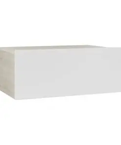 vidaXL Floating Nightstand White and Sonoma Oak 40x30x15 cm Chipboard