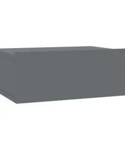 vidaXL Floating Nightstand High Gloss Grey 40x30x15 cm Chipboard