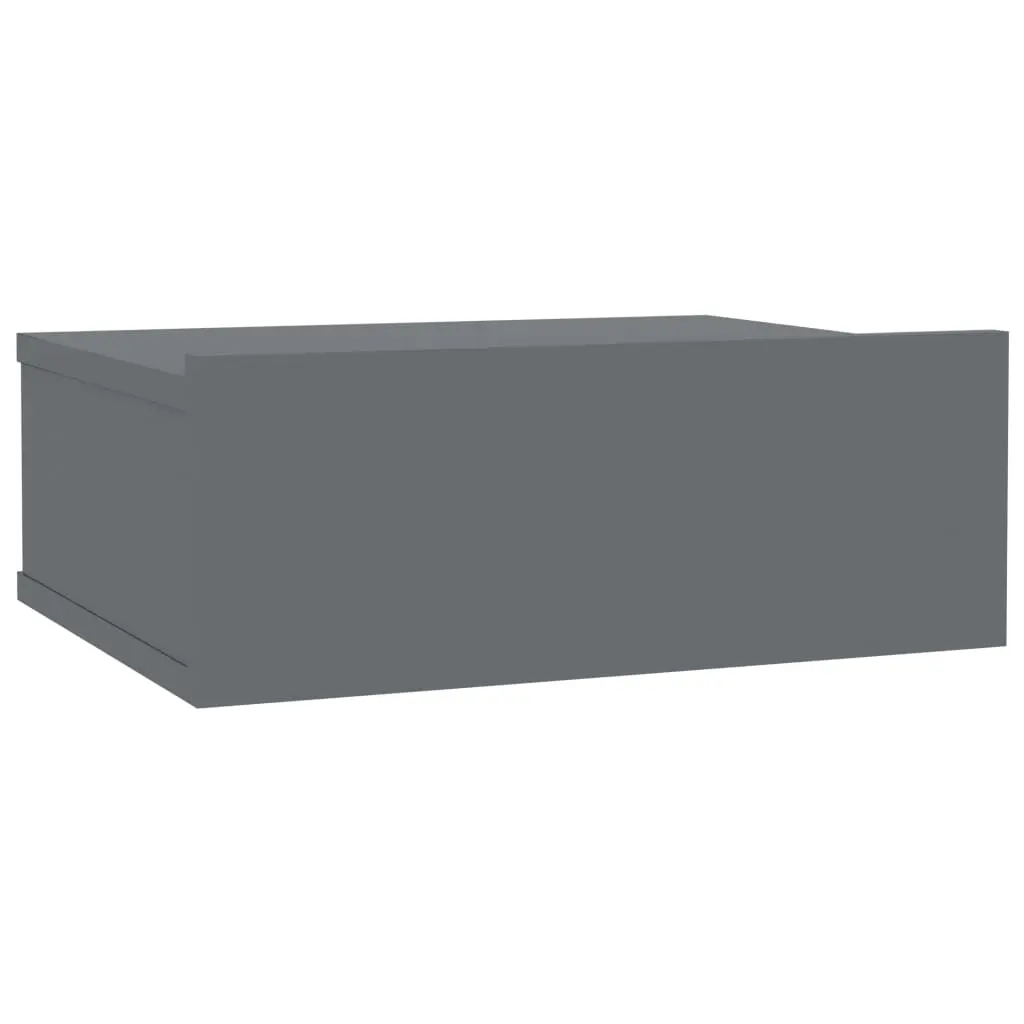 vidaXL Floating Nightstand High Gloss Grey 40x30x15 cm Chipboard