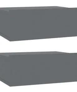 vidaXL Floating Nightstands 2 pcs High Gloss Grey 40x30x15 cm Chipboard