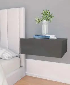 vidaXL Floating Nightstands 2 pcs High Gloss Grey 40x30x15 cm Chipboard