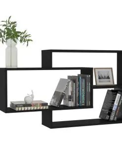 vidaXL Wall Shelves Black 104x24x60 cm Chipboard