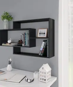vidaXL Wall Shelves Black 104x24x60 cm Chipboard
