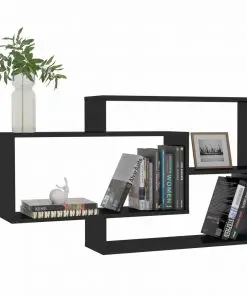 vidaXL Wall Shelves High Gloss Black 104x24x60 cm Chipboard