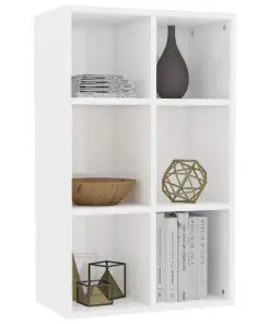 vidaXL Book Cabinet/Sideboard High Gloss White 66x30x97.8 cm Chipboard