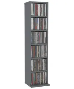 vidaXL CD Cabinet High Gloss Grey 21x16x88 cm Chipboard