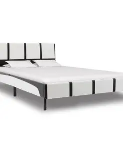 vidaXL Bed Frame White and Black Faux Leather 106×203 cm King Single