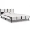 vidaXL Bed Frame White and Black Faux Leather 137×187 cm Double