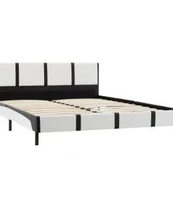 vidaXL Bed Frame White and Black Faux Leather 137×187 cm Double