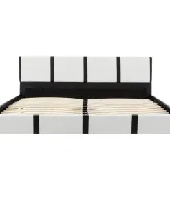 vidaXL Bed Frame White and Black Faux Leather 137×187 cm Double
