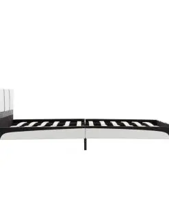 vidaXL Bed Frame White and Black Faux Leather 137×187 cm Double