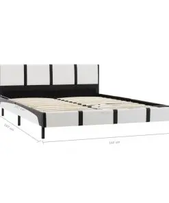 vidaXL Bed Frame White and Black Faux Leather 137×187 cm Double