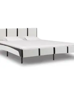 vidaXL Bed Frame White and Black Faux Leather 183×203 cm King