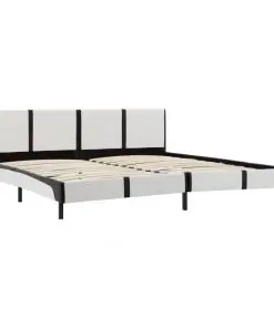 vidaXL Bed Frame White and Black Faux Leather 183×203 cm King