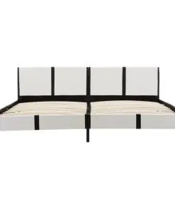 vidaXL Bed Frame White and Black Faux Leather 183×203 cm King