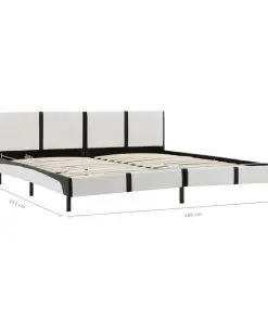 vidaXL Bed Frame White and Black Faux Leather 183×203 cm King