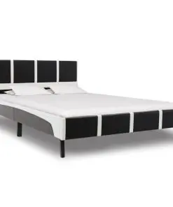 vidaXL Bed Frame Black and White Faux Leather 106×203 cm King Single