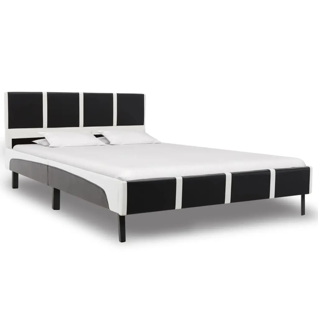 vidaXL Bed Frame Black and White Faux Leather 106×203 cm King Single