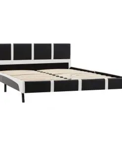 vidaXL Bed Frame Black and White Faux Leather 106×203 cm King Single