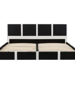 vidaXL Bed Frame Black and White Faux Leather 106×203 cm King Single