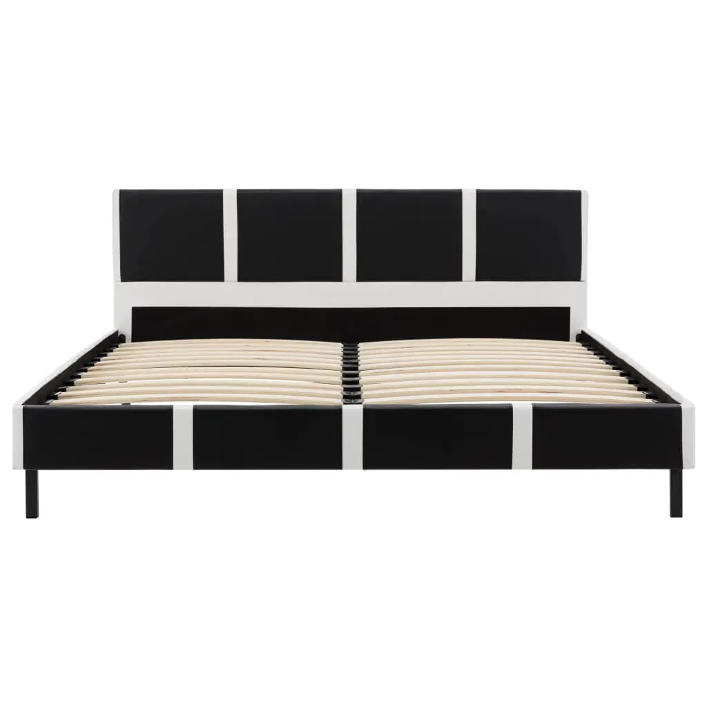 vidaXL Bed Frame Black and White Faux Leather 106×203 cm King Single