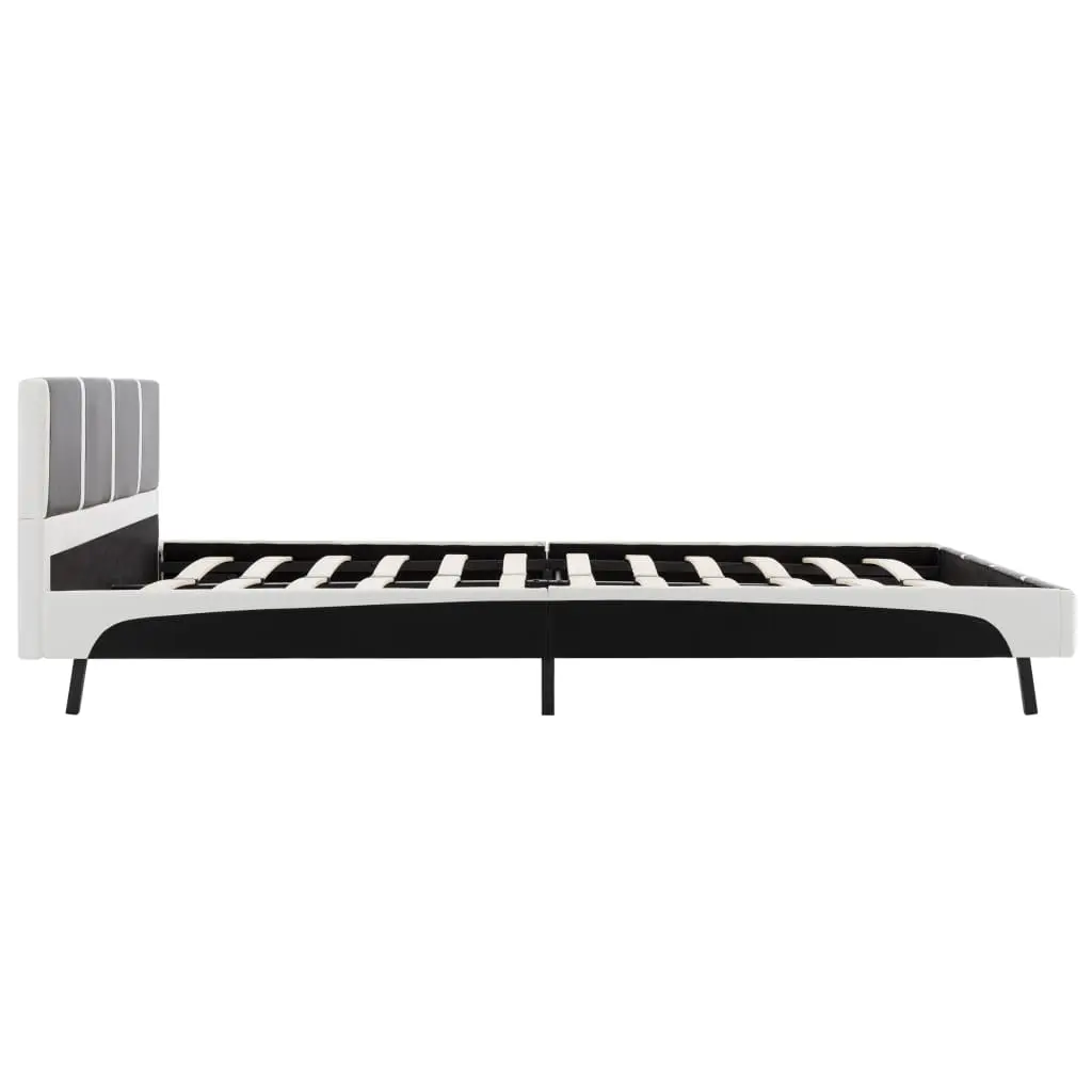 vidaXL Bed Frame Black and White Faux Leather 106×203 cm King Single