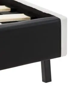 vidaXL Bed Frame Black and White Faux Leather 106×203 cm King Single
