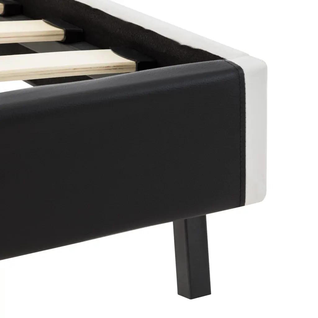 vidaXL Bed Frame Black and White Faux Leather 106×203 cm King Single