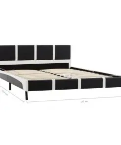 vidaXL Bed Frame Black and White Faux Leather 106×203 cm King Single