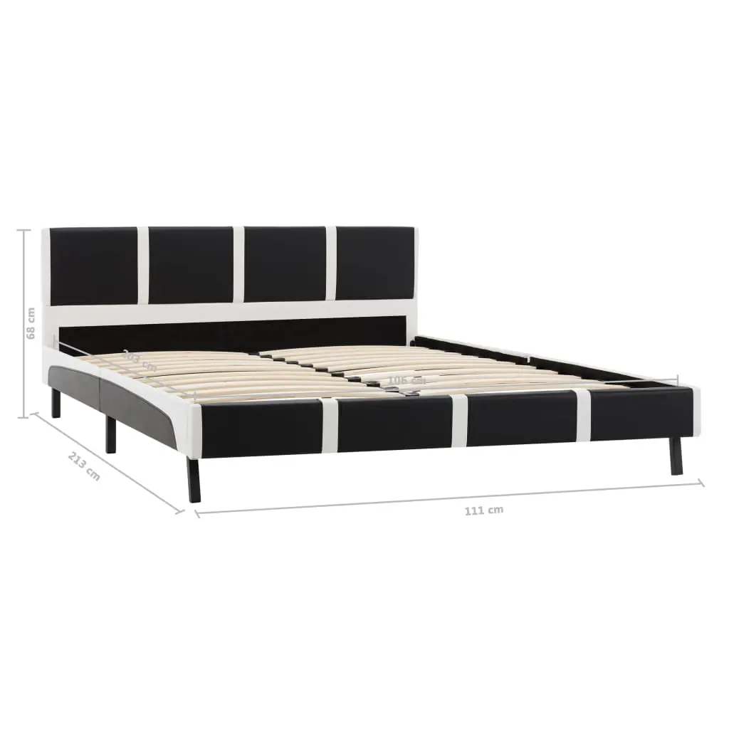 vidaXL Bed Frame Black and White Faux Leather 106×203 cm King Single