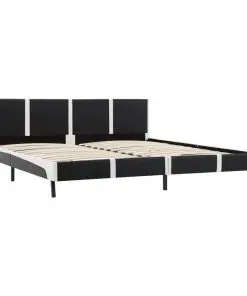 vidaXL Bed Frame Black and White Faux Leather 153×203 cm Queen