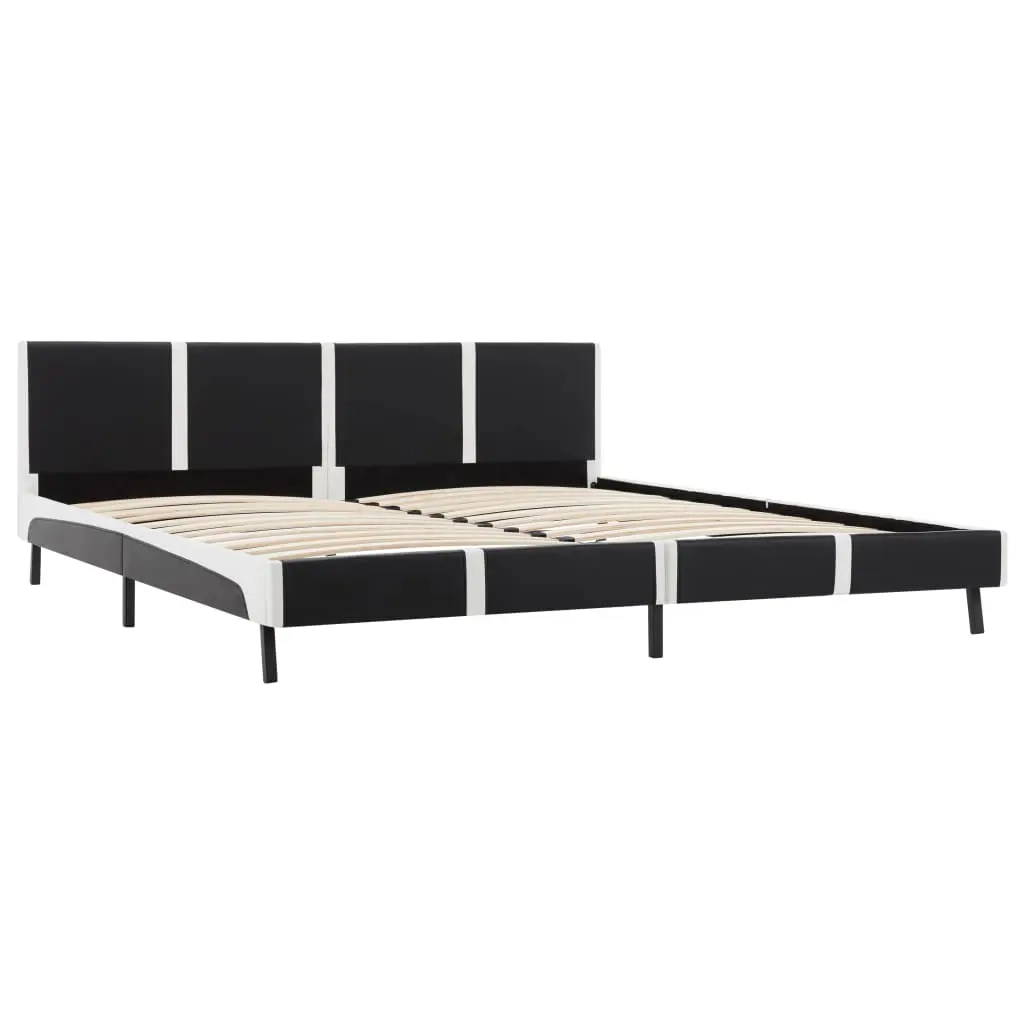 vidaXL Bed Frame Black and White Faux Leather 153×203 cm Queen