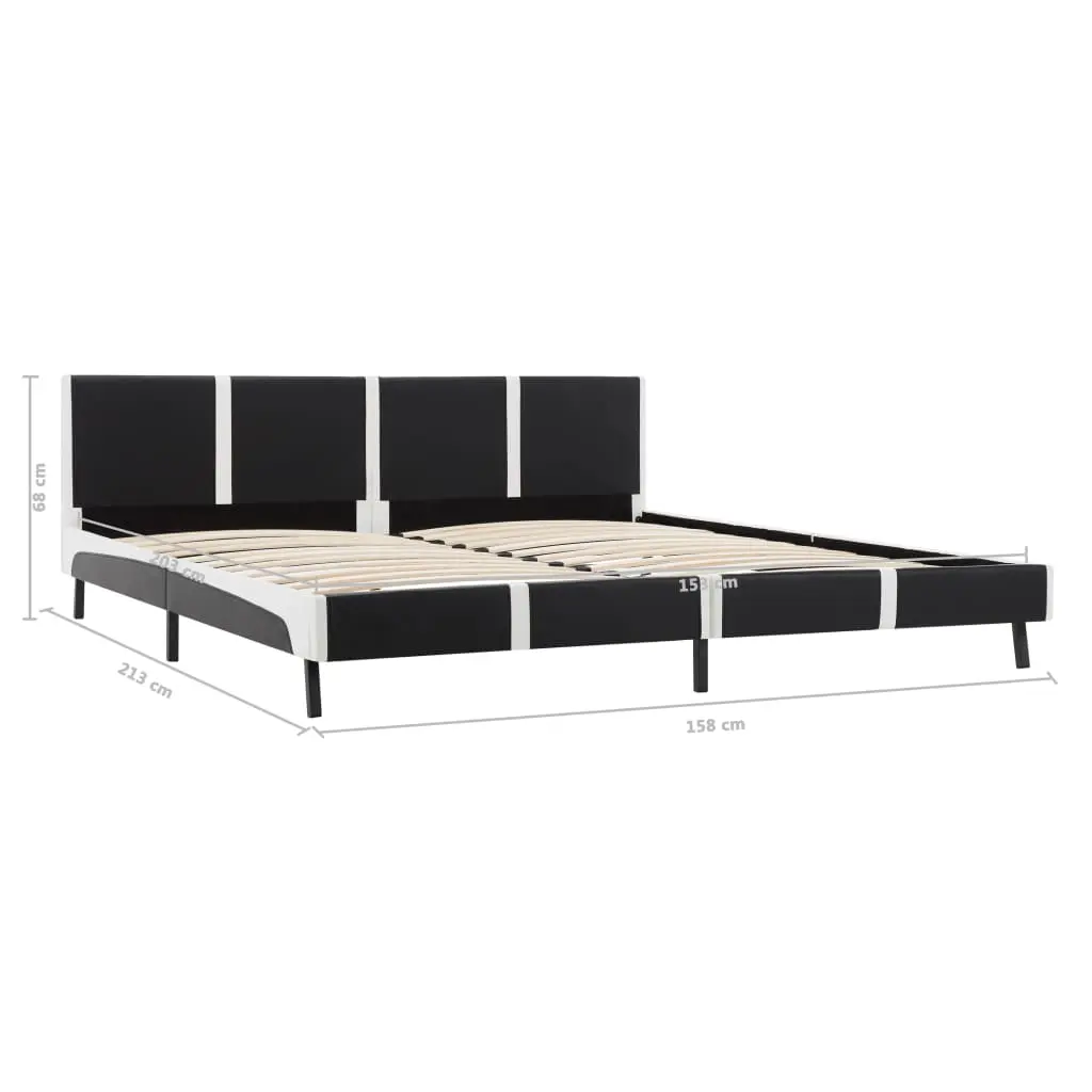 vidaXL Bed Frame Black and White Faux Leather 153×203 cm Queen
