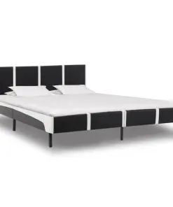 vidaXL Bed Frame Black and White Faux Leather 183×203 cm King