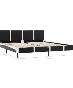 vidaXL Bed Frame Black and White Faux Leather 183×203 cm King