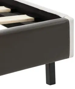 vidaXL Bed Frame Grey and White Faux Leather 106×203 cm King Single