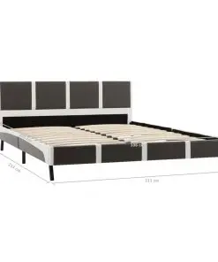 vidaXL Bed Frame Grey and White Faux Leather 106×203 cm King Single
