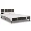 vidaXL Bed Frame Grey and White Faux Leather 137×187 cm Double
