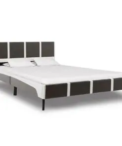 vidaXL Bed Frame Grey and White Faux Leather 137×187 cm Double