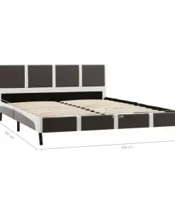 vidaXL Bed Frame Grey and White Faux Leather 137×187 cm Double
