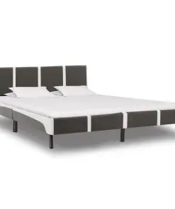 vidaXL Bed Frame Grey and White Faux Leather 183×203 cm King