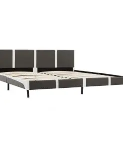 vidaXL Bed Frame Grey and White Faux Leather 183×203 cm King