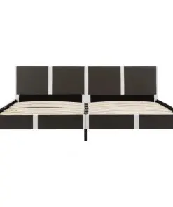 vidaXL Bed Frame Grey and White Faux Leather 183×203 cm King