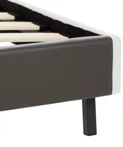 vidaXL Bed Frame Grey and White Faux Leather 183×203 cm King